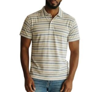 Tommy Bahama Polo Shirt Silk Cotton Men L Multicolor Striped Short Sleeves
